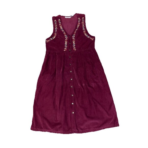JANE ASHLEY Vintage Corduroy Jumper Dress Cottagecore Fall Preppy Pockets LARGE - Picture 1 of 9